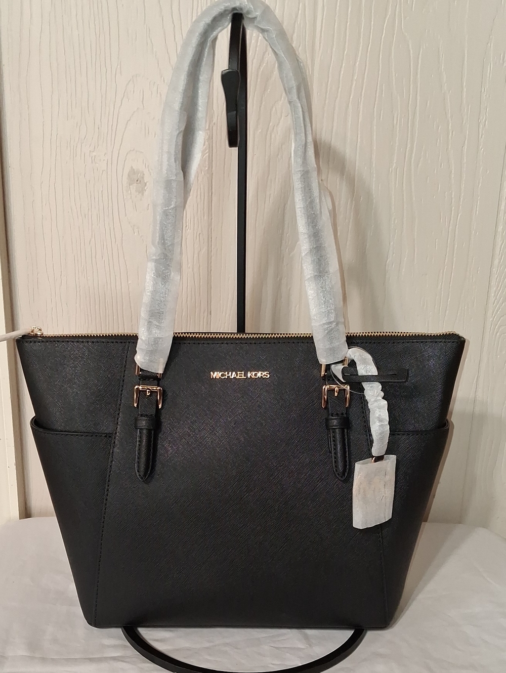 NWT Michael Kors Black Saffiano Leather Tote with Gold Hardware
